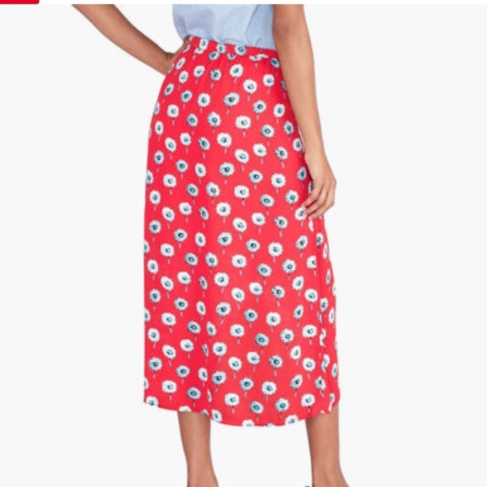 J Crew Factory Faux Wrap Pull On Midi Skirt with Slit